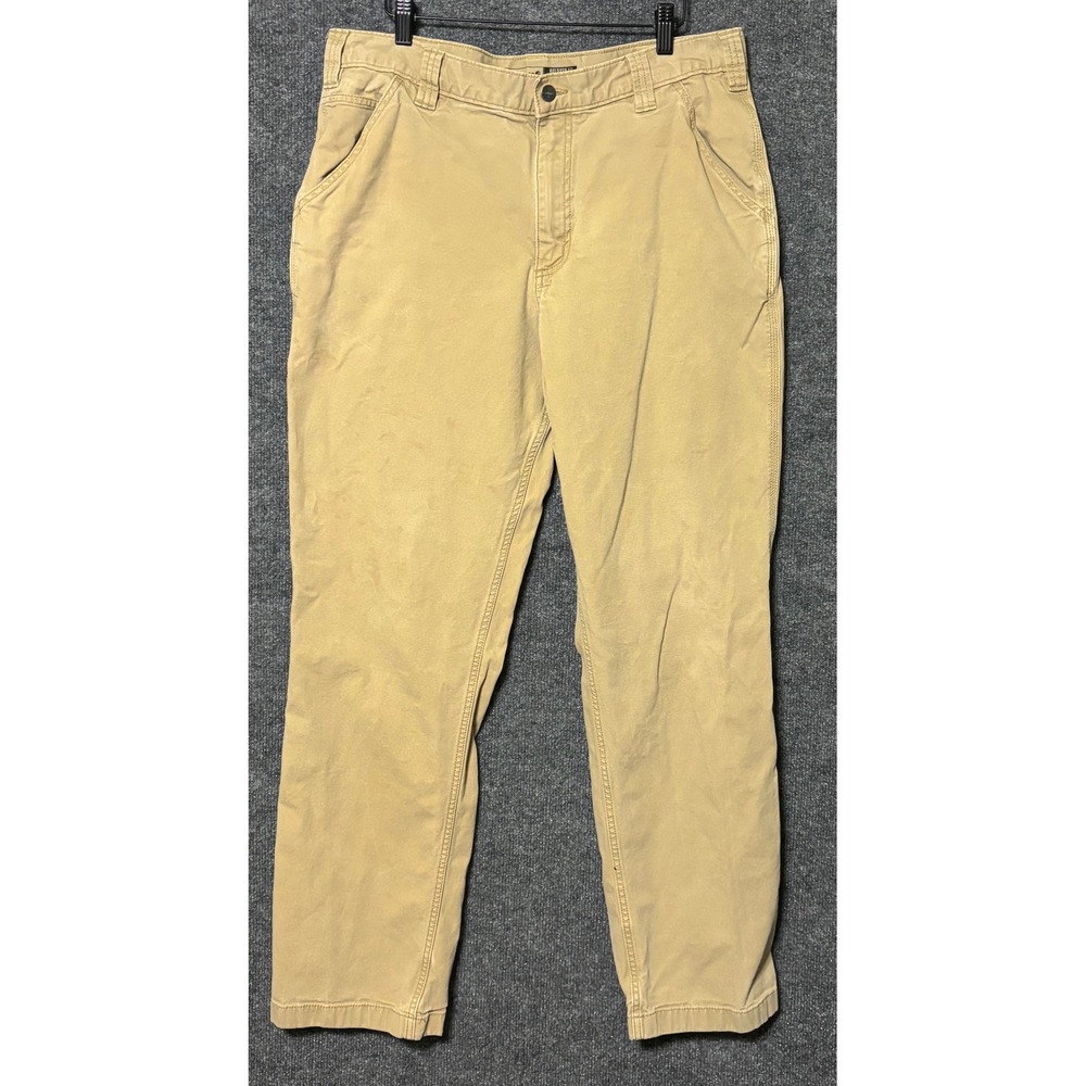 Carhartt‎ Relaxed Fit Work Pants Khaki Mens 36x34 Carpenter Cargo Canvas